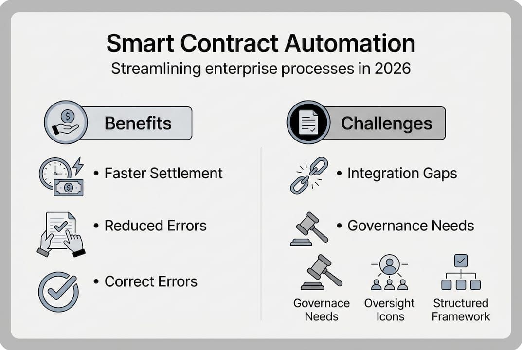 Infographic summarizing automation benefits and challenges