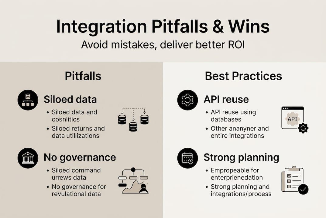 Infographic showing integration pitfalls and solutions