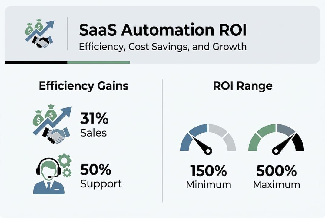 Infographic showing SaaS automation ROI metrics