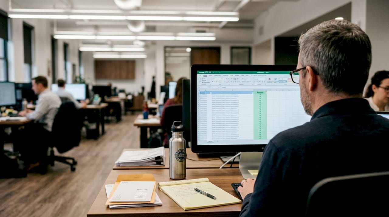 Analyst reviews automated compliance software results