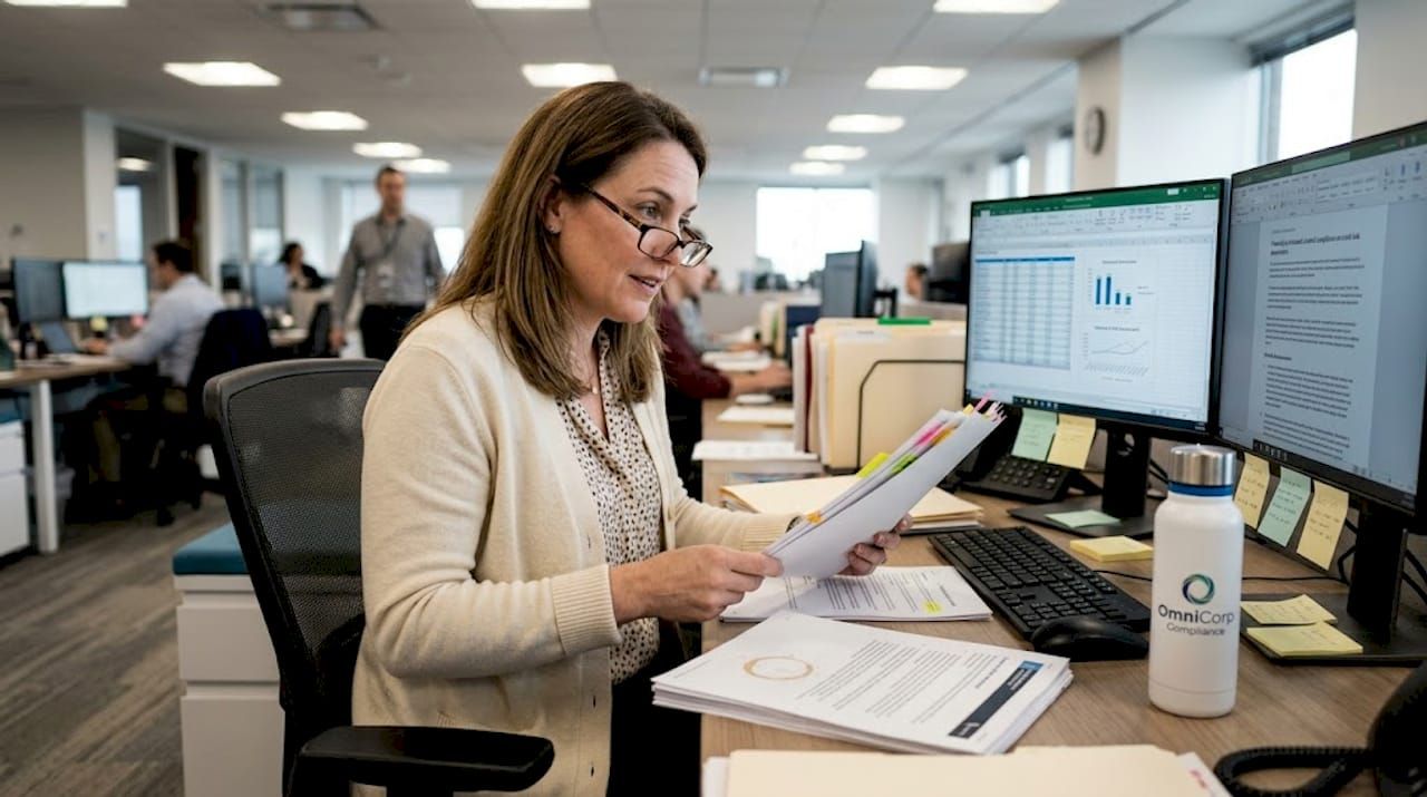 Compliance analyst reviews flagged automation tasks