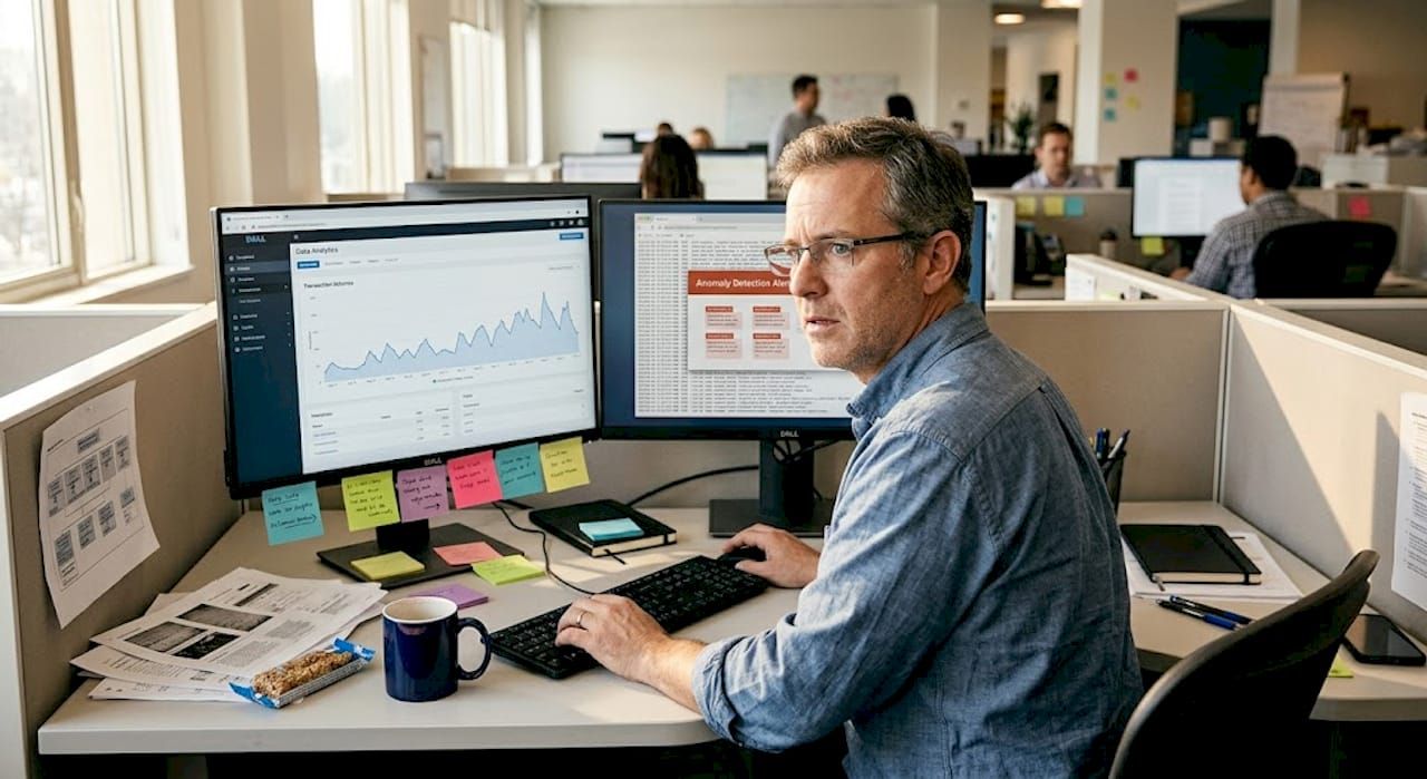 Engineer monitoring transaction volume dashboard alerts
