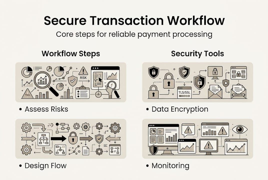 Infographic of secure transaction workflow process