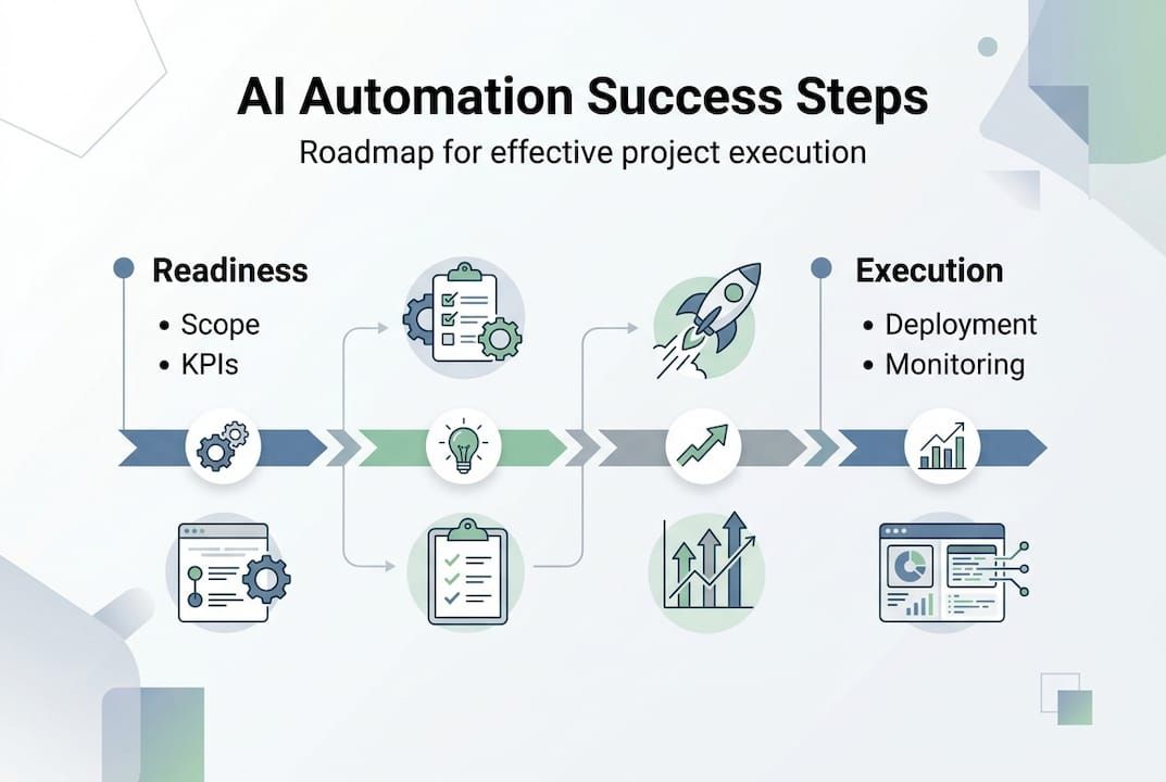 Infographic showing AI automation implementation steps