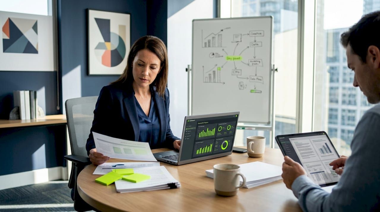 Executive team reviewing automation strategy progress