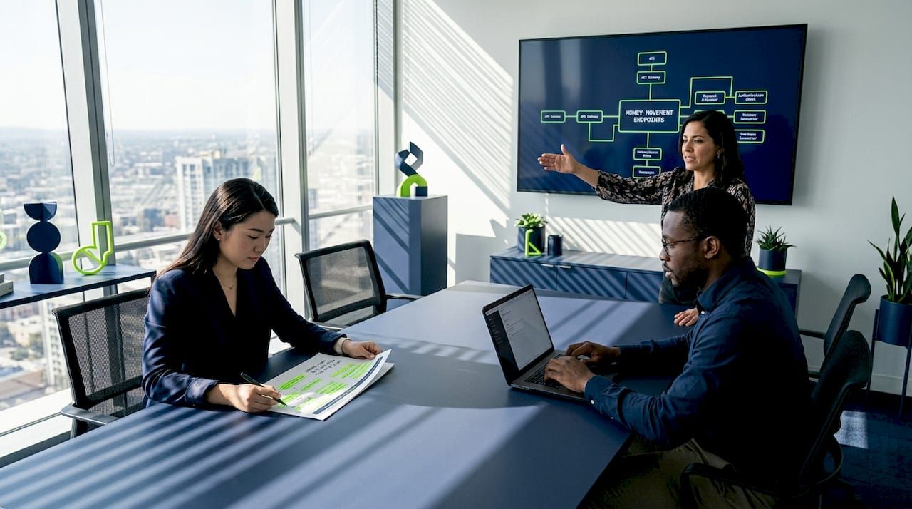 Fintech team discussing API security controls