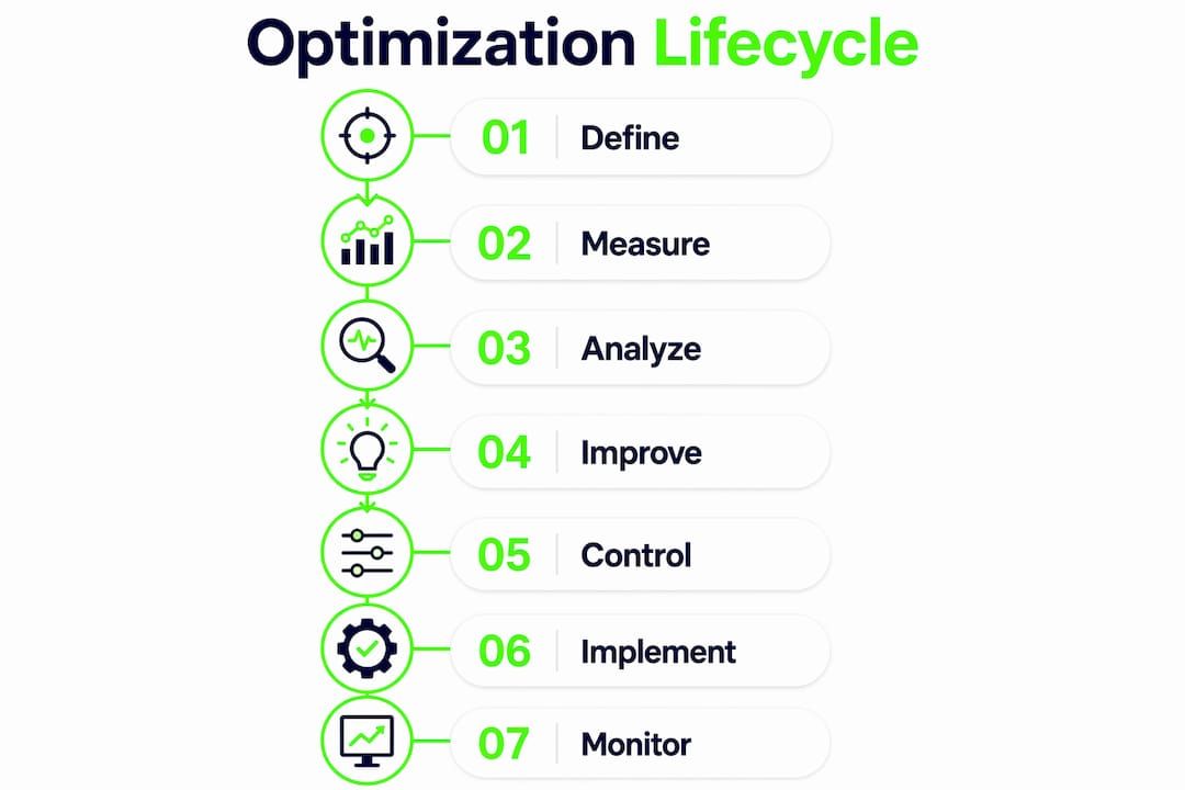 Infographic of process optimization lifecycle steps
