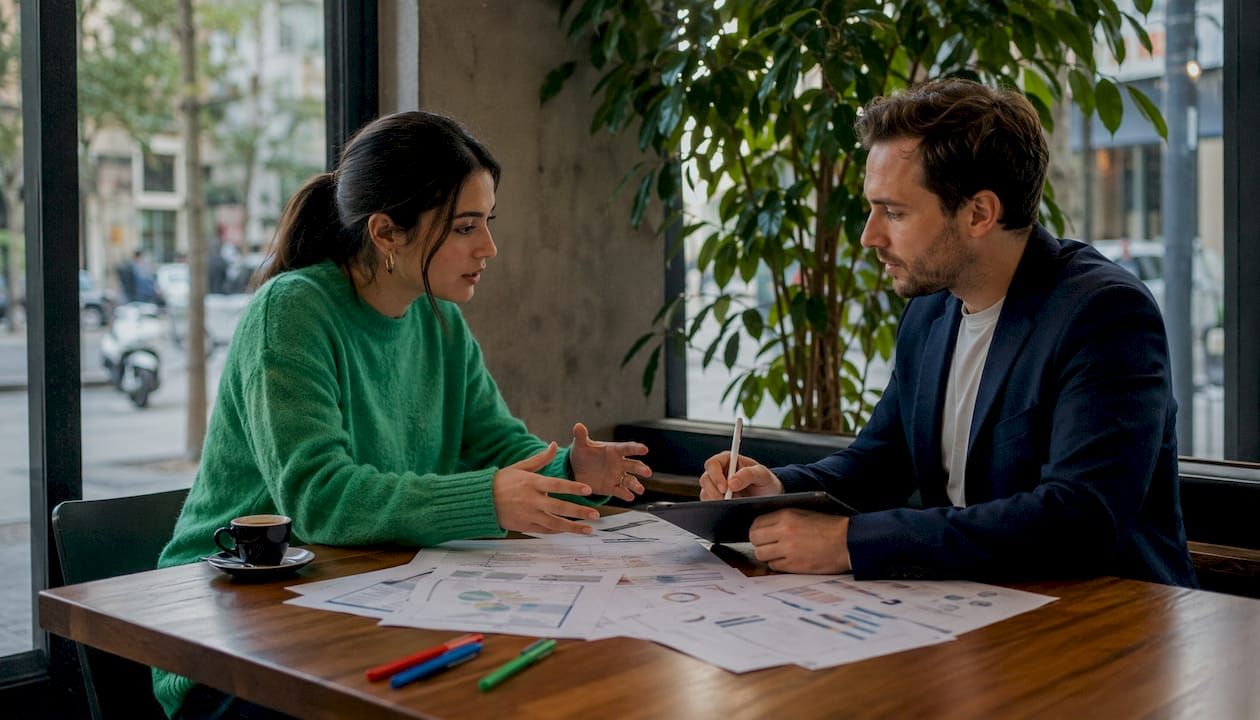 Colleagues reviewing fintech platform charts