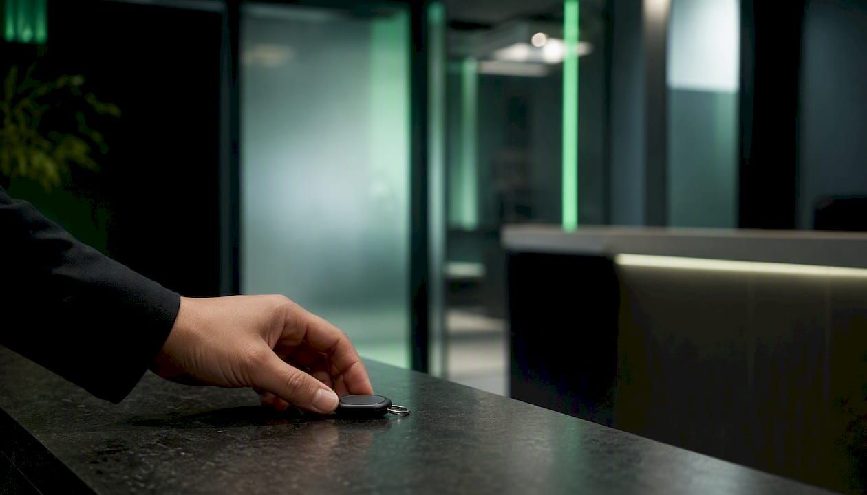 Hand holding workflow automation token device