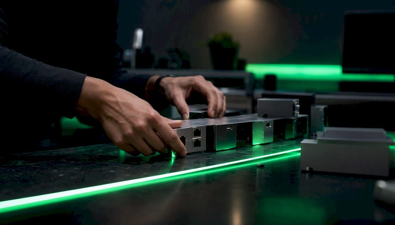 Hands connecting modular system components