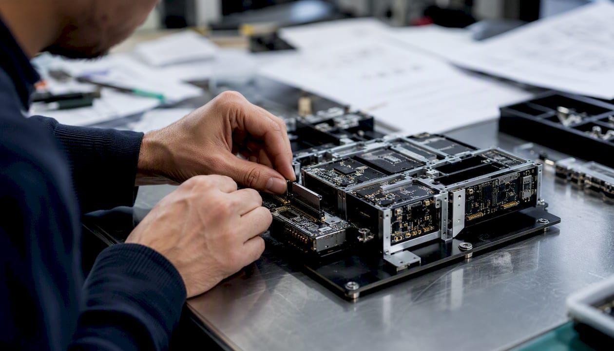 Hands wiring modular electronic board