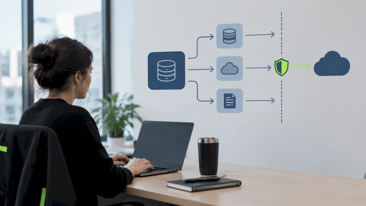 Data flow map with backup and logging branches