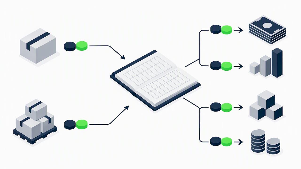 Double entry transaction paths into ledger
