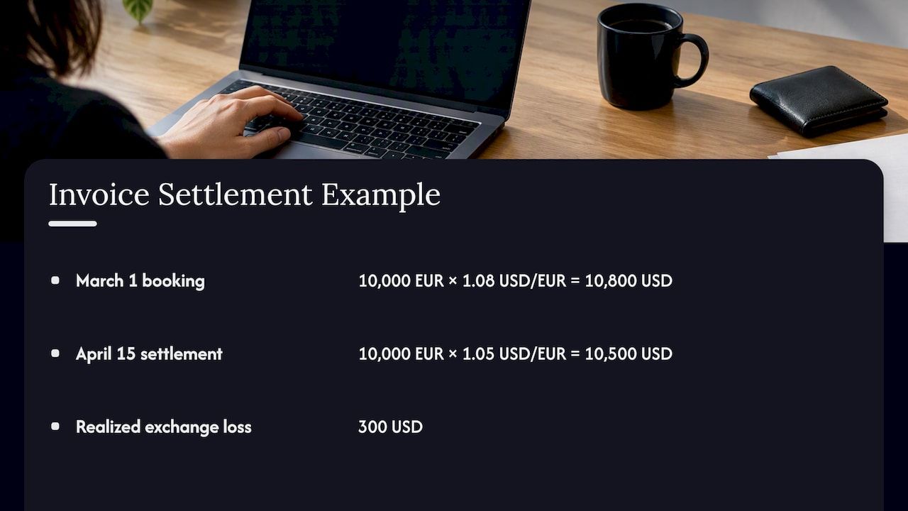 Invoice booking and settlement exchange loss