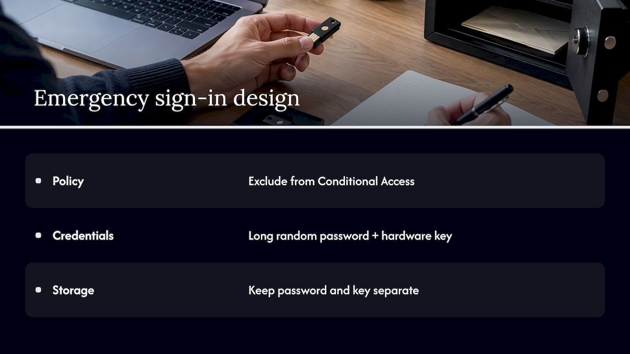 Emergency account authentication and separate credential storage